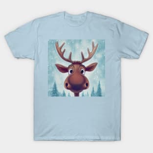 Cute Christmoose - Christmas Moose in the snow T-Shirt